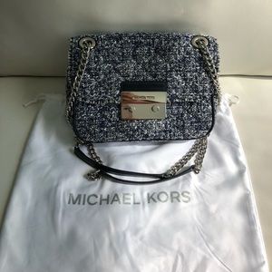 Michael Kors Medium Navy Tweed Sloan Boulce Purse